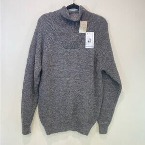 Kerry Woolens Mills Ireland Knitted 3/4 Metal Zip  New Wool Sweater Men Small